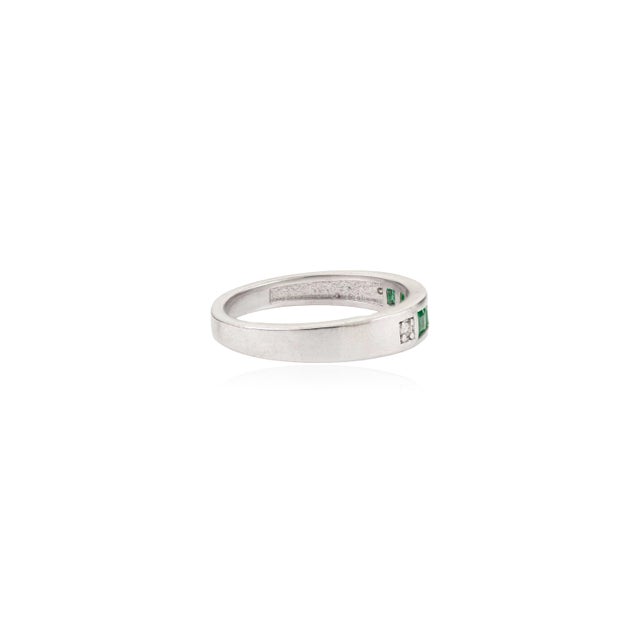 Not Yet Made - Made To Order Art Deco Square Cut EmeraldChannel-Set 925 Silver Eternity Band Ring - Size 7 For Sale - Image 5 of 11