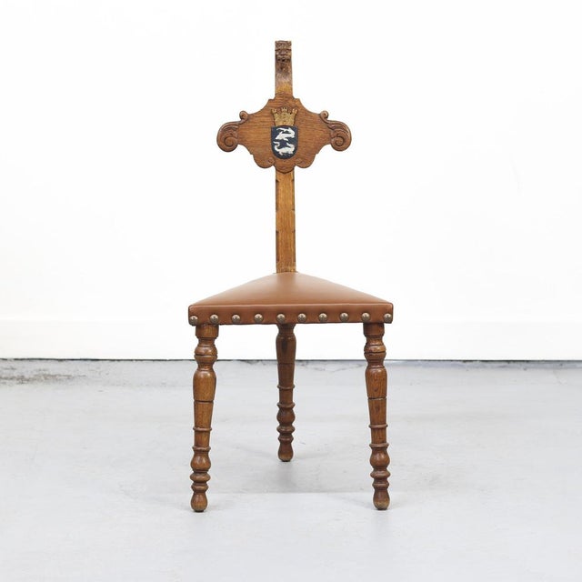 Antique Decorative Hall Chair in Oak, 1890s For Sale - Image 9 of 9