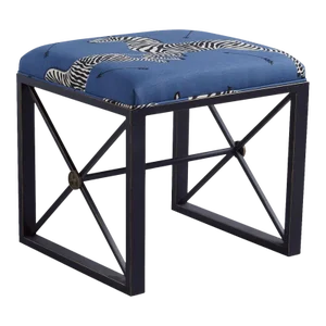 Scalamandre Maison by Port 68 Medallion Black with Zebra Blue Left Facing Bench