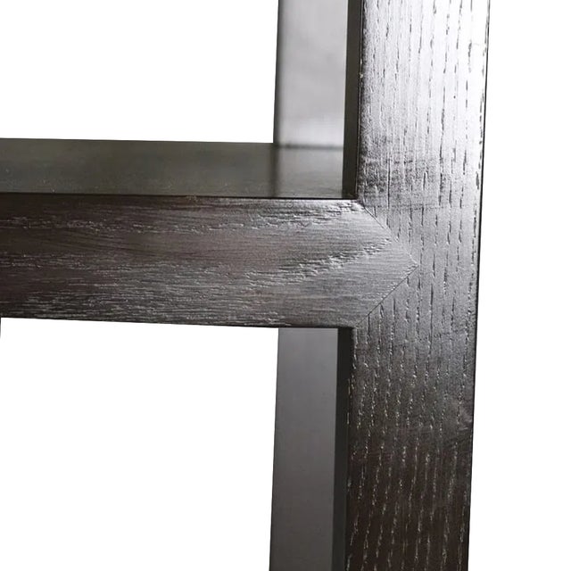 Dessin Fournir Pair Dessin Fournir Tall Dark Stain Wood Etageres For Sale - Image 4 of 5