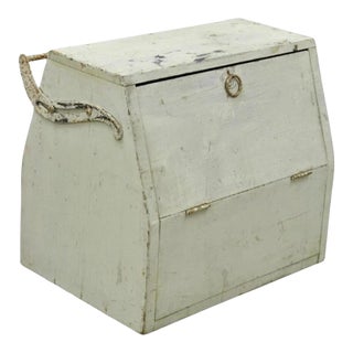 Vintage Arts & Crafts Wooden Green Painted Shoe Polish Box Tool Chest For Sale