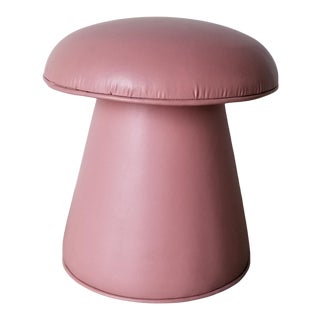 80's Postmodern Pink Vinyl Mushroom Stool For Sale