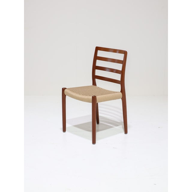 Vintage Model 85 Dining Chairs in Teak and Papercord by N.O. Møller for J.L. Møllers, 1960s, Set of 6 For Sale - Image 9 of 17