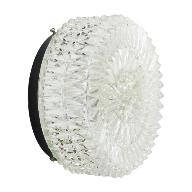 Mid-Century Round Clear Glass Sconces Flush Mount For Sale