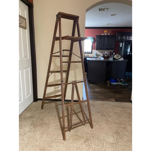 Wood Vintage Wooden Ladder For Sale - Image 7 of 12