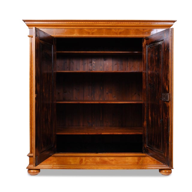 Hallway wardrobe from Hesse (Germany), circa 1800/1810 Walnut and oak Maple and plum wood inlays Disassembles with...