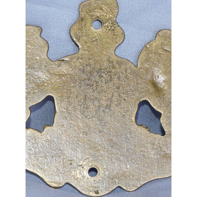 Vintage Cast Brass Coat of Arms Wall Mount Plaque For Sale - Image 4 of 7
