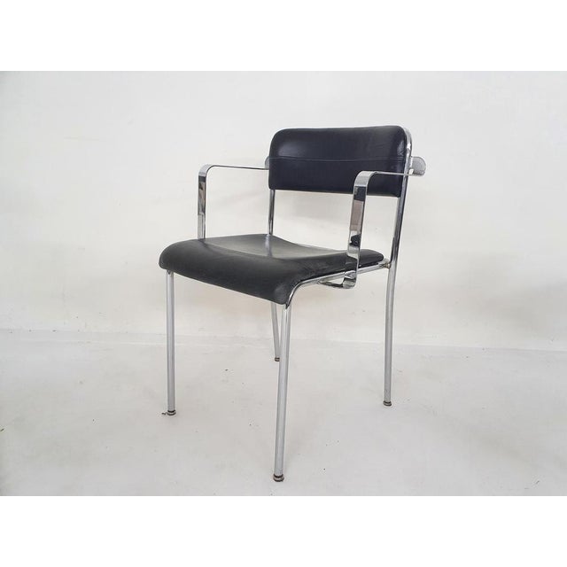 Metal Chrome and Leather Dining Chairs by Aryform, Sweden, 1970s, Set of 5 For Sale - Image 7 of 15