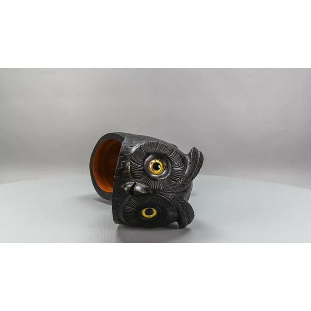 Black Forest Wooden Carved Trinket Box in Owl Shape, 1920s For Sale - Image 15 of 18