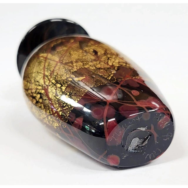 Black Michael Nourot Glass Studio 1993 Black & Gold Perfume Bottle For Sale - Image 8 of 9