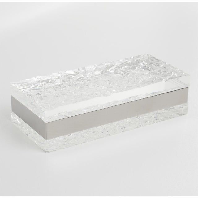 Italian Modernist Lucite and Chrome Box, Attributed to Willy Rizzo, circa 1970 A striking example of Italian modernist...