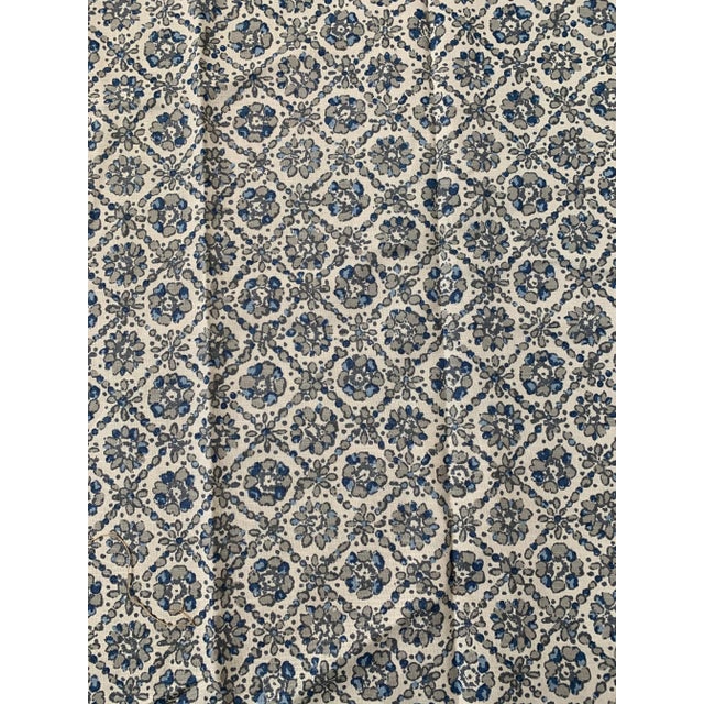 Victoria Hagan Cotton/Linen Print "Jackson". Hand block linen in blues, greys on white linen. This piece is perfect for a...