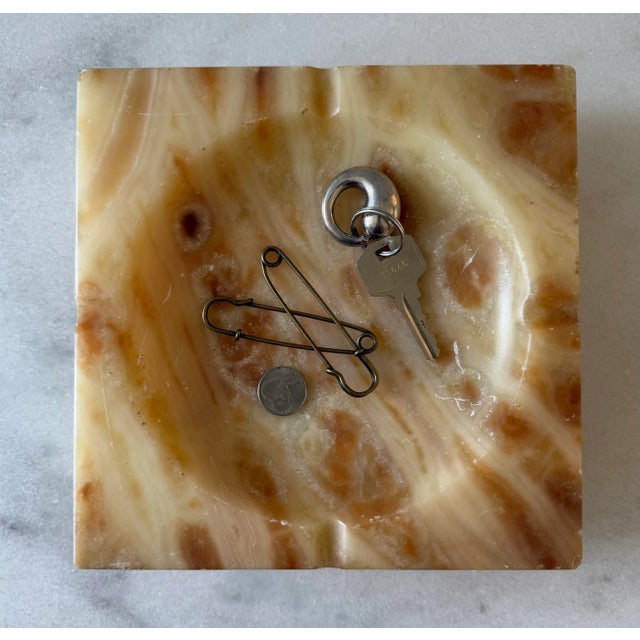 Large Vintage Square Alabaster Ashtray For Sale - Image 4 of 10