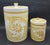 Offered are 2 glazed ceramic kitchen canisters made in Italy in the 1970s, each marked on the bottom 4/420. They are white...