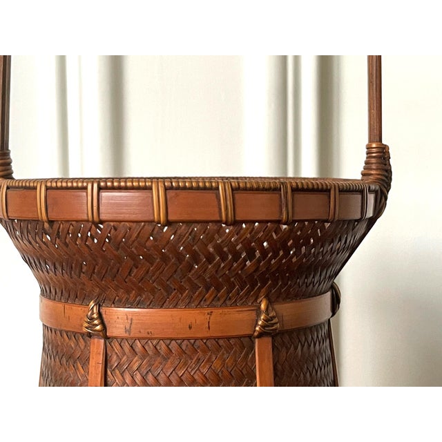 Japanese Woven Bamboo Ikebana Basket by Kosuge Kogetsu Chairish