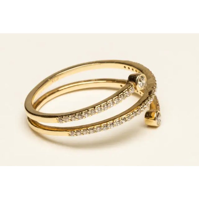 Contemporary 18k Gold Triple Band of Pave` Set Diamonds, Size 7 For Sale - Image 3 of 4