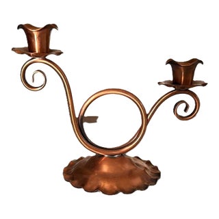 Vintage Gregorian Copper Candle Holder MCM Rustic Lodge Cabin Cottage For Sale