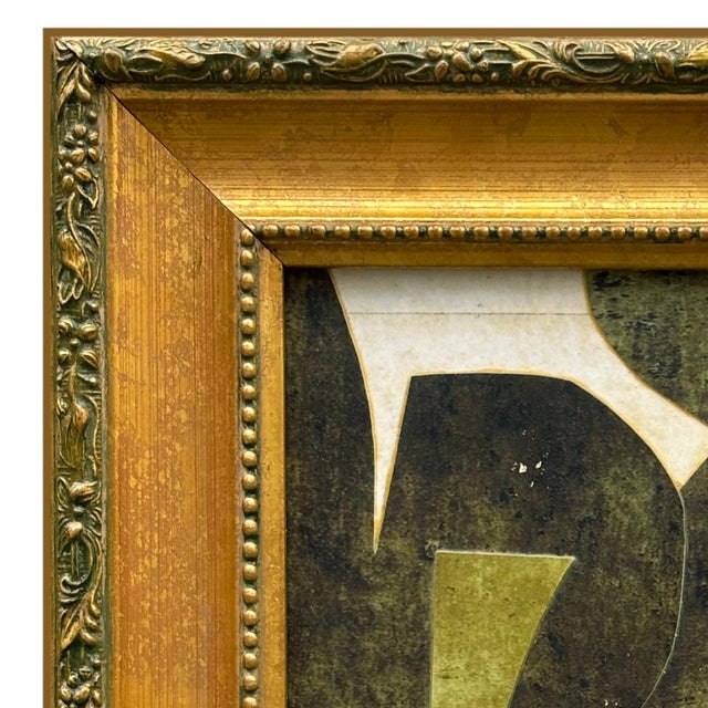 Various Artists Contemporary Abstract Green Collage in Vintage Gold Frame For Sale - Image 4 of 6