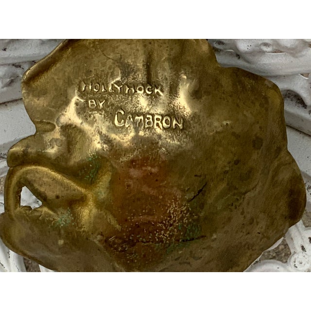 American 1940s Hollyhock Leaf Heavy Brass Dish For Sale - Image 3 of 3