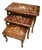 Set of 3 French-Style Nesting Tables – Floral Inlay Tops With Solid Wood Frames For Sale