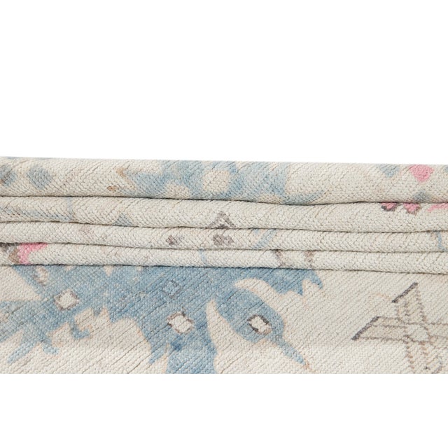 Ivory Modern Afghan Khotan Wool Rug For Sale - Image 8 of 13