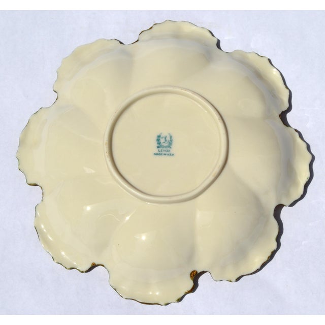 Early 20th Century Lenox Leaf Collection Fine Bone Ceramic Dish Scalloped Edges For Sale - Image 11 of 12