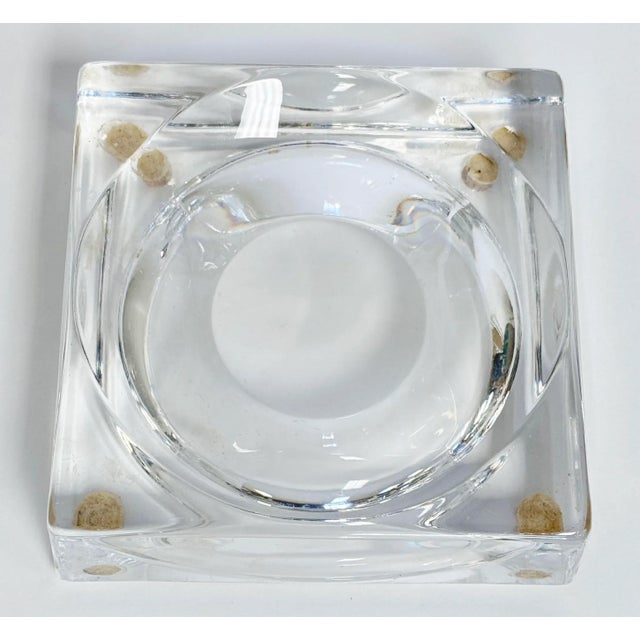 Glass Vintage Modern Square Glass Ashtray or Catchall Dish For Sale - Image 7 of 7