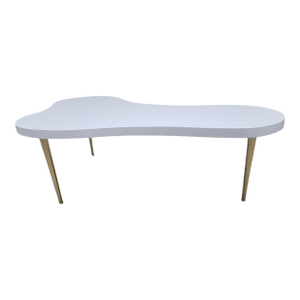 Mid Century Modern Free Form t.h. Robsjohn-Gibbings Style Brass Leg Cloud Coffee Table