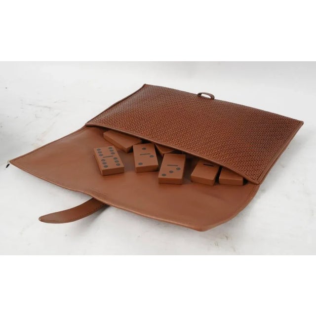 Mid-Century Modern Ermenegildo Zegna Leather Dominoes Game Set For Sale - Image 3 of 7