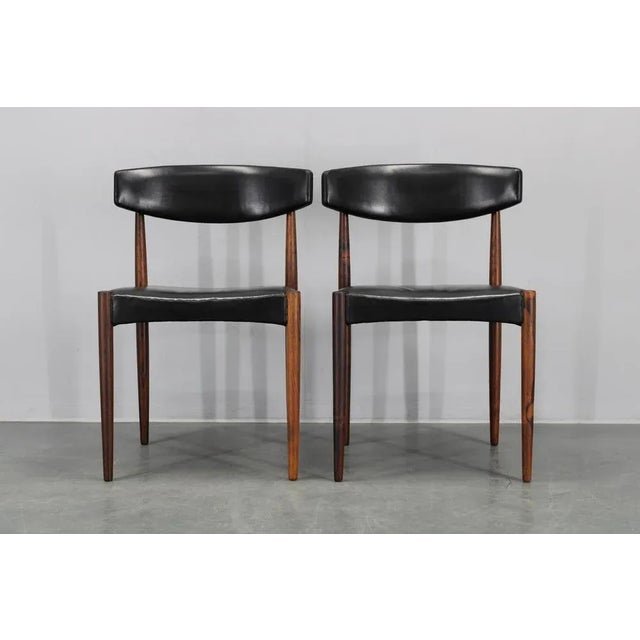1960s Wood and Black Leatherette Dining Chairs, Denmark, 1960s, Set of 6 For Sale - Image 5 of 18