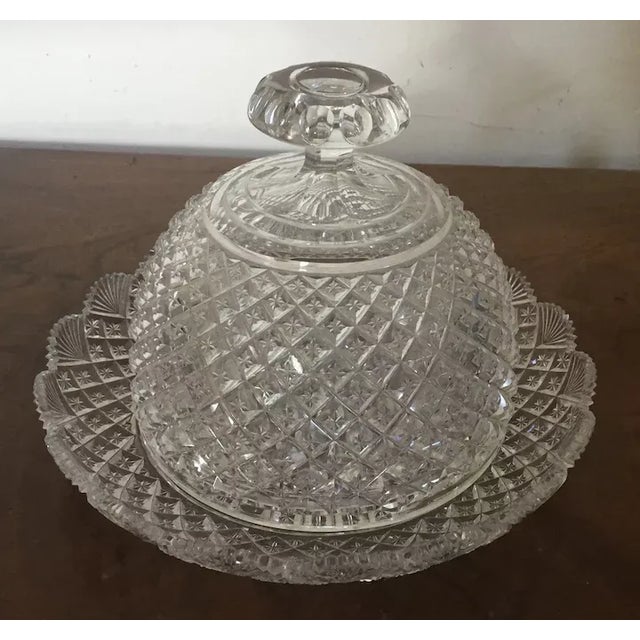 Antique 1890 American Glass Cut Crystal Cheese Dome & Tray For Sale - Image 4 of 12