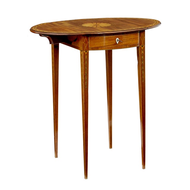 Antique Sheraton Period Inlaid Drop Leaf Sewing Table, 1790 For Sale - Image 11 of 11