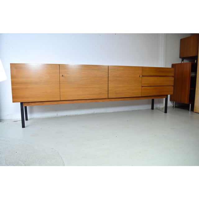 Long Vintage Sideboard in Walnut, 1960s For Sale - Image 9 of 9