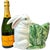 A wonderfully whimsical vintage Italian majolica cachepot, modeled as a large white rabbit nestled beside a beautifully...