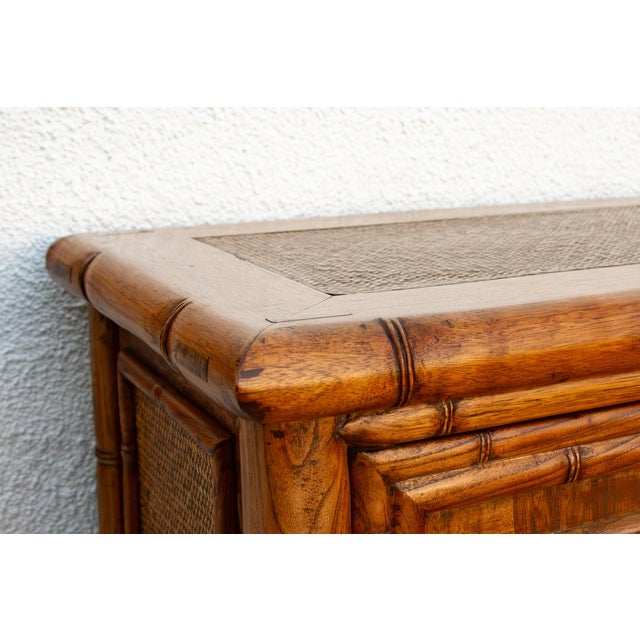Vintage Faux Bamboo & Cane Cabinet For Sale - Image 4 of 10