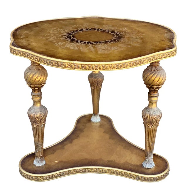 Vintage Italian Hollywood Regency Brass Gilded Glass Top End Table For Sale - Image 13 of 13