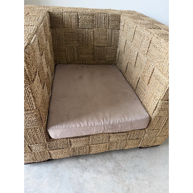 Textile Adrien Audoux & Frida Minnet Style Coastal Woven Rope Club Chairs- A Pair For Sale - Image 7 of 12