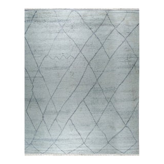 12x15 Penelope Diamond Silver Diamond Modern Hand Knotted Wool Carpet Rug For Sale