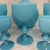 Portieux Vallerysthal Antique French Portieux Vallerysthal Blue Opaline Glass Decanter & 9 Goblets Set For Sale - Image 4 of 7