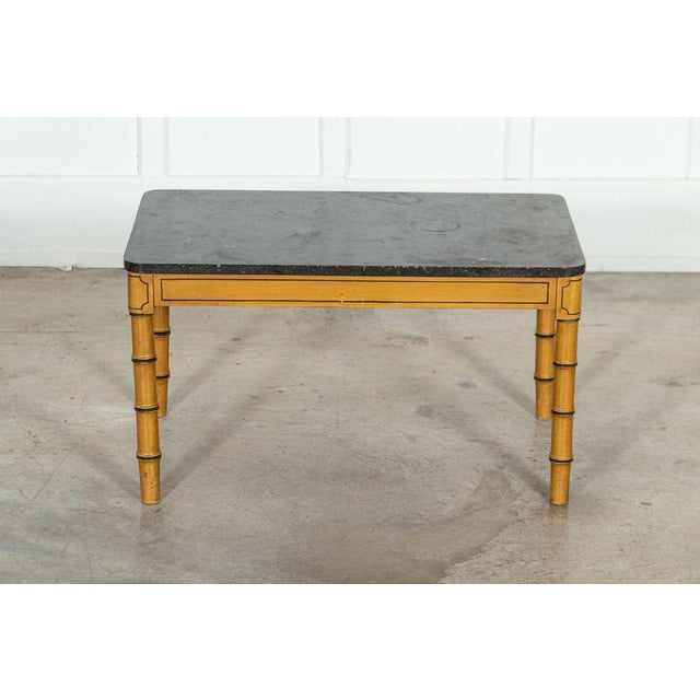 circa 1850 19th century English Faux Bamboo & Marble Painted Beech Coffee Table W76 x D46 x H43 cm.