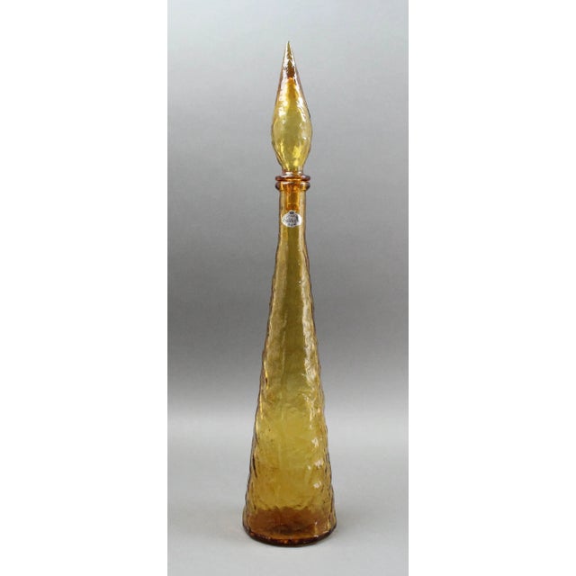 Guildcraft Italy Amber Empoli Glass Decanter Genie Bottle Mid Century Modern For Sale - Image 10 of 10