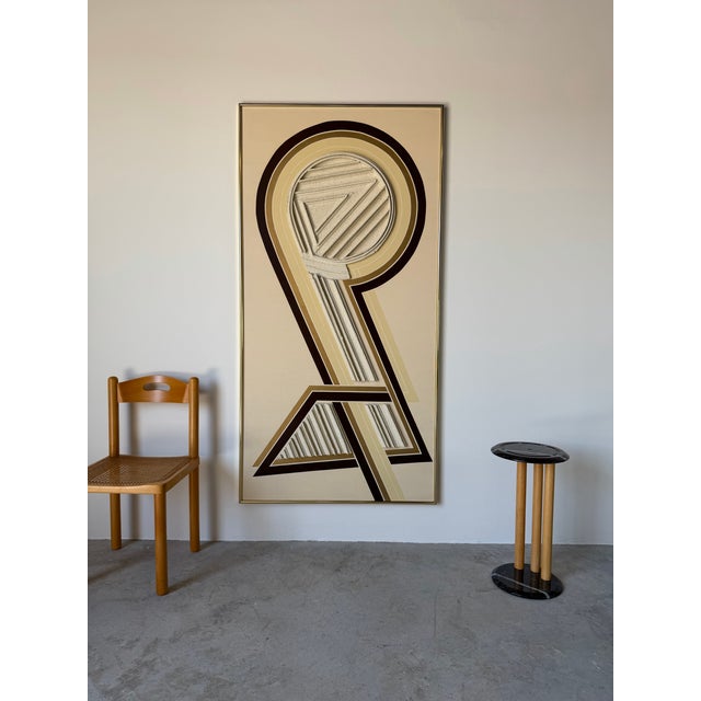 Abstract Large- 1980s Frank Stella-Style Mixed Media Geometric Relief Abstract Wall Art- Painting For Sale - Image 3 of 12