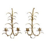 1960s Gilded Toleware Candle Sconces - A Pair For Sale