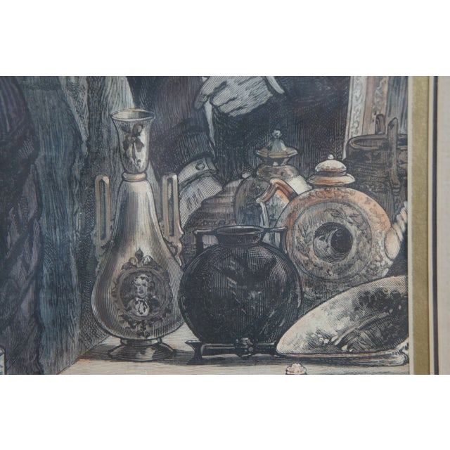Late 19th Century Antique Victorian Colored Engraving Auction Bric-A-Brac Centennial Exhibition For Sale - Image 5 of 9