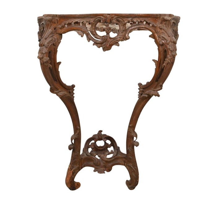 Rococo Rococo Marble Top Carved Wall Mount Console For Sale - Image 3 of 4