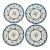 1940s Myott Staffordshire Sevres Blue Floral Bouquet Dinner Plates Set of 4 For Sale