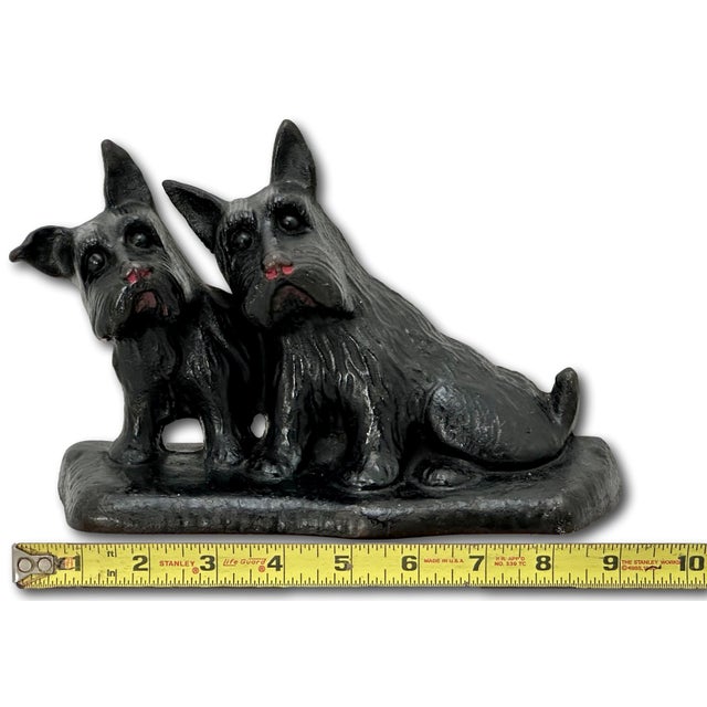 Vintage 1930s American Twin Scotties "Listen" Cast Iron Dog Doorstop Made for the Texaco Oil Co. For Sale - Image 11 of 12