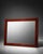 Large rectangular wall mirror featuring a reddish-brown wood frame with a classic stepped trim design. The piece has a...