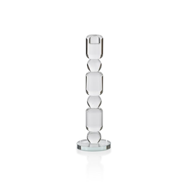 Contemporary Zadie Crystal Glass Taper Candle Holder, Medium For Sale - Image 3 of 3