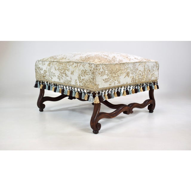 Antique French Ottoman, Os De Mouton, Hand-Carved Oak, Louis XIV Style For Sale - Image 4 of 8